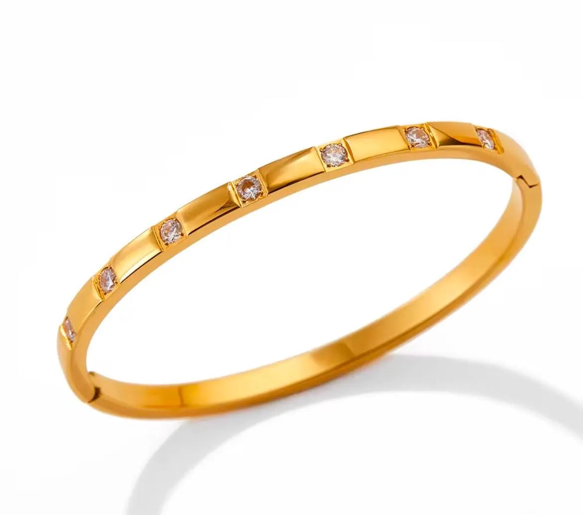 Gold Crystal Bangle Bracelet